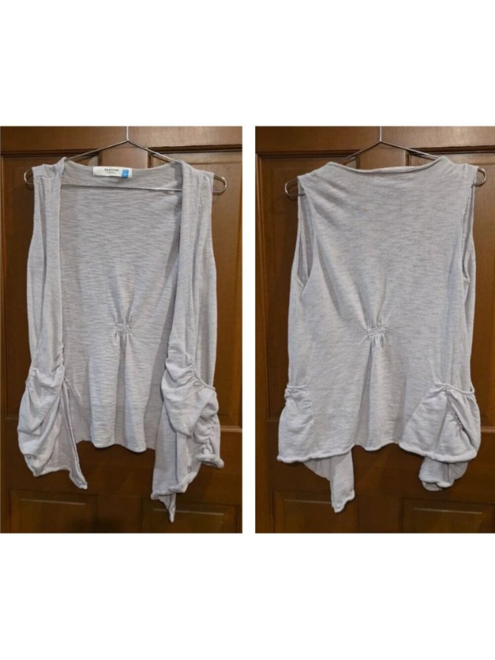 ANTHROPOLOGIE Sparrow Womens Open Vest SZ M GRAY Long Pockets 100% COTTON